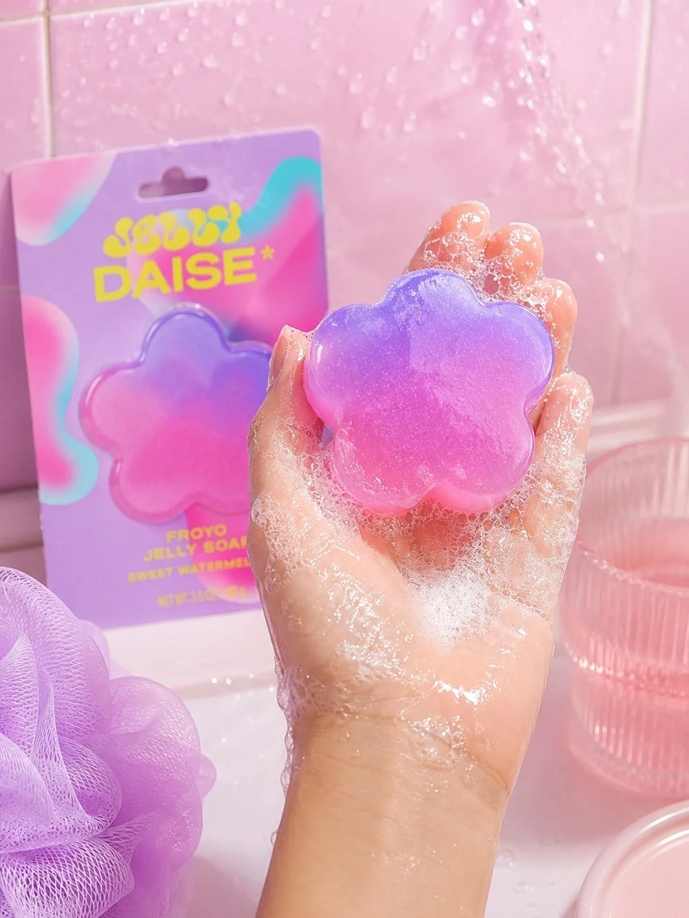 Daise Froyo Jelly Soap Sweet Watermelon Flower Bar Vegan Cruelty-Free 3.5 oz